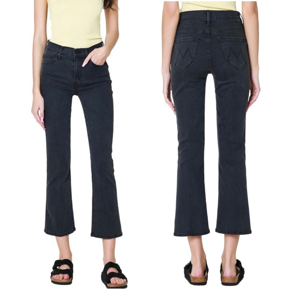 Mother Insider Crop High Waist Bootcut in Faded Black - 27
